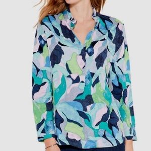 Nic and Zoe Frozen Tundra Print Blouse Green multi SZ L
